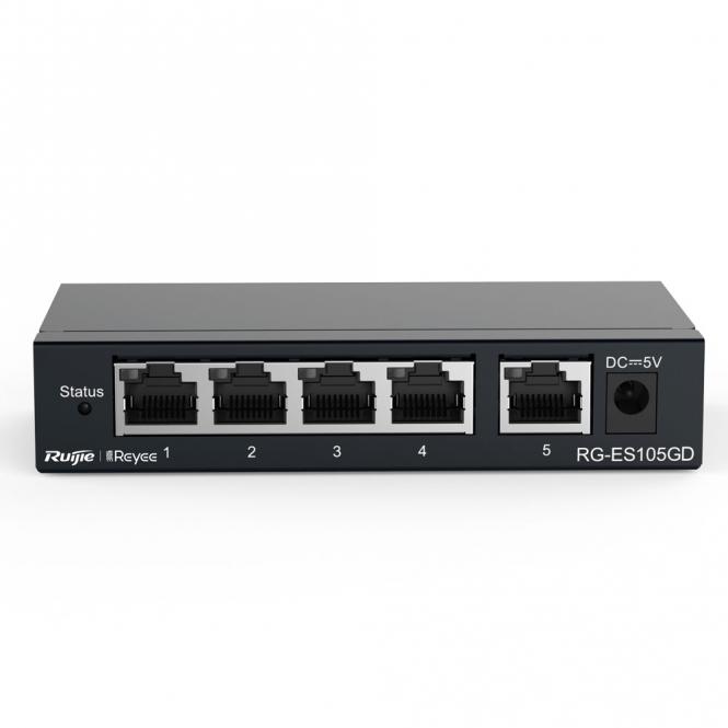 Desktop-Switch, Metallgehäuse, 5 RJ45-Anschlüsse 