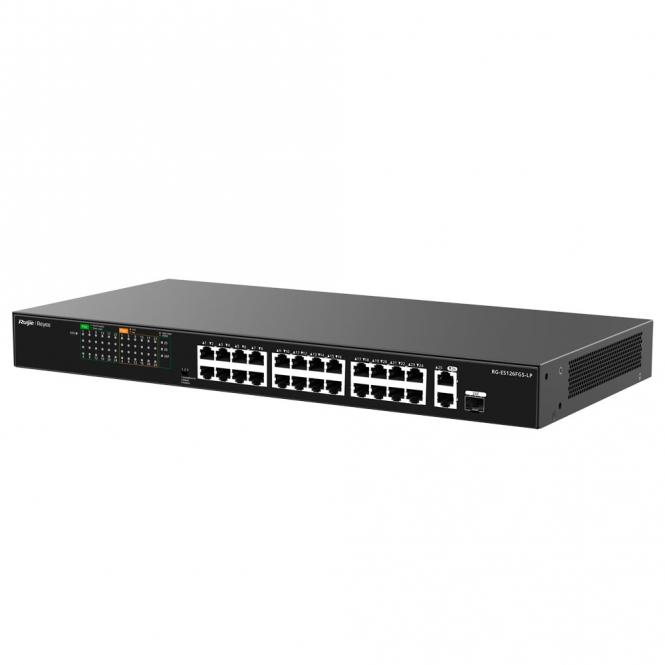 Commutateur PoE de bureau, 24 ports RJ45 + 1 uplink RJ45 + 1 uplink SFP 