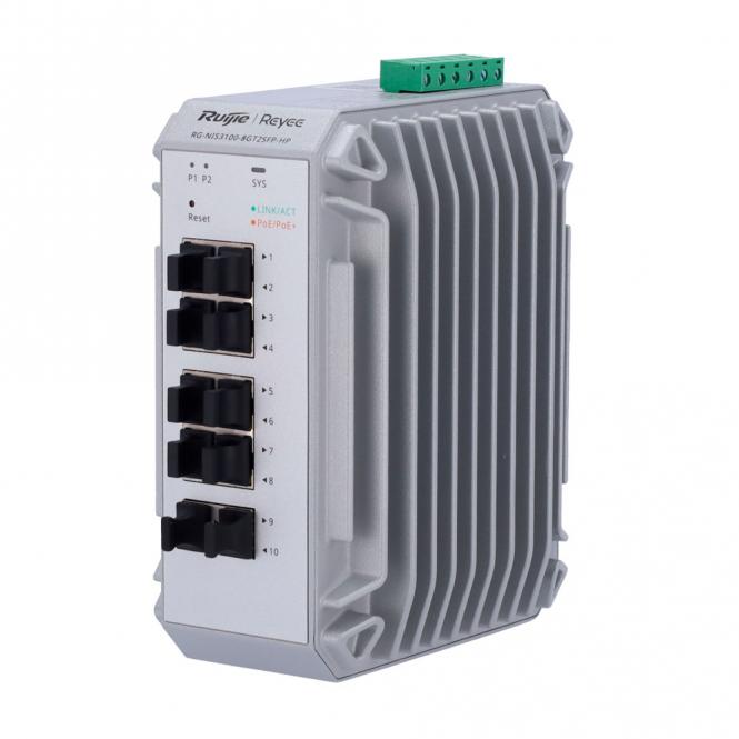 Commutateur PoE industriel Cloud Layer 2, 8 ports Gigabit PoE+ + 2 ports Gigabit SFP, 30W par port 802.3af/at 