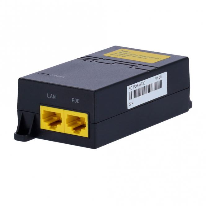 Injecteur PoE IEEE802.3at, connecteurs RJ45 10/100/1000Mbit/s, puissance 30W, distance maximale 100m 